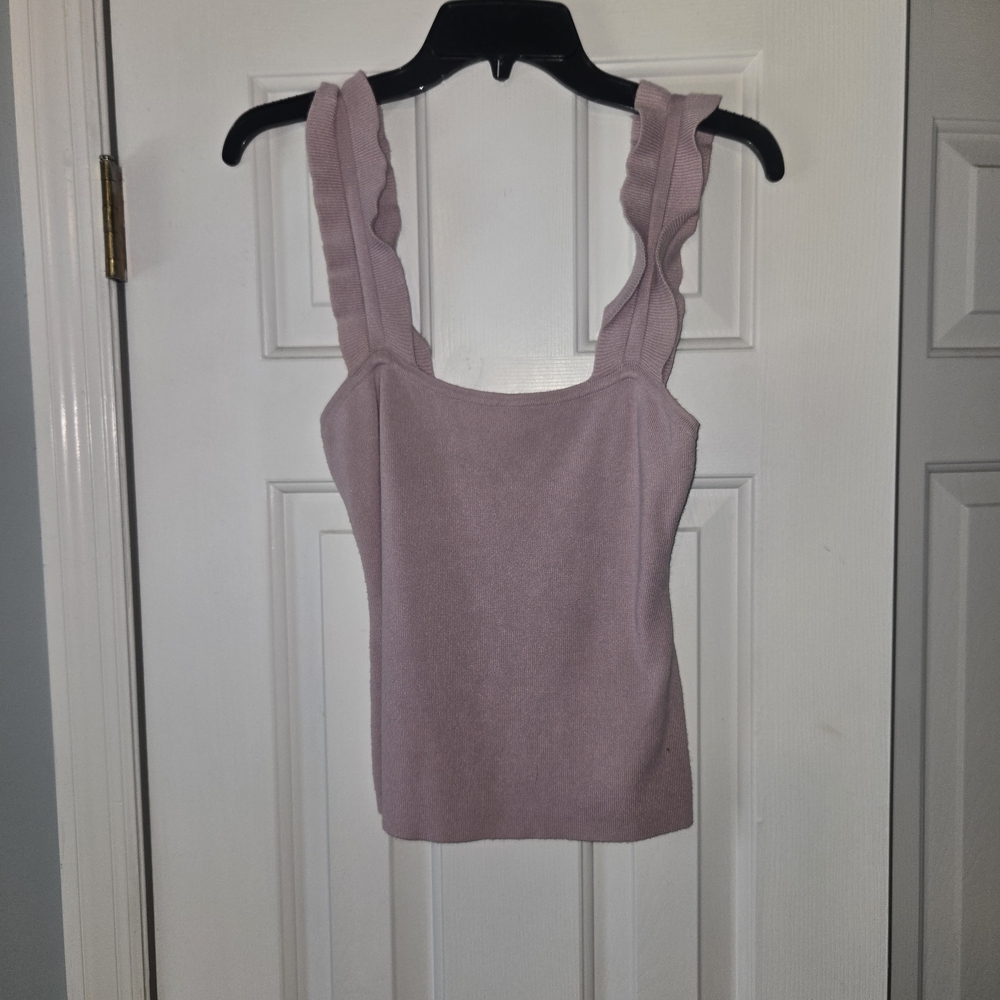 Mine Mauve Ruffled Strap Tank Top